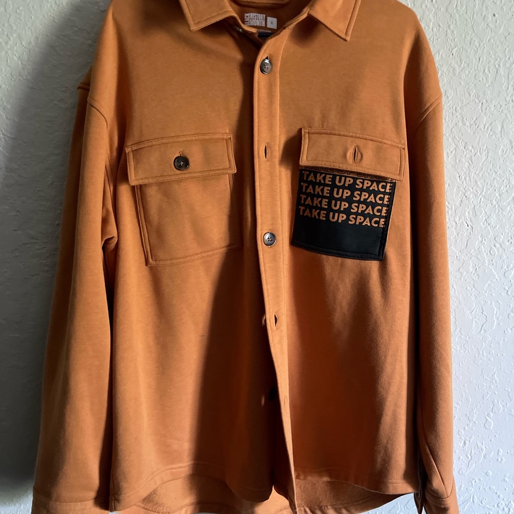 Goodfellow & Co Orange Shirt Jacket with Black Pocket